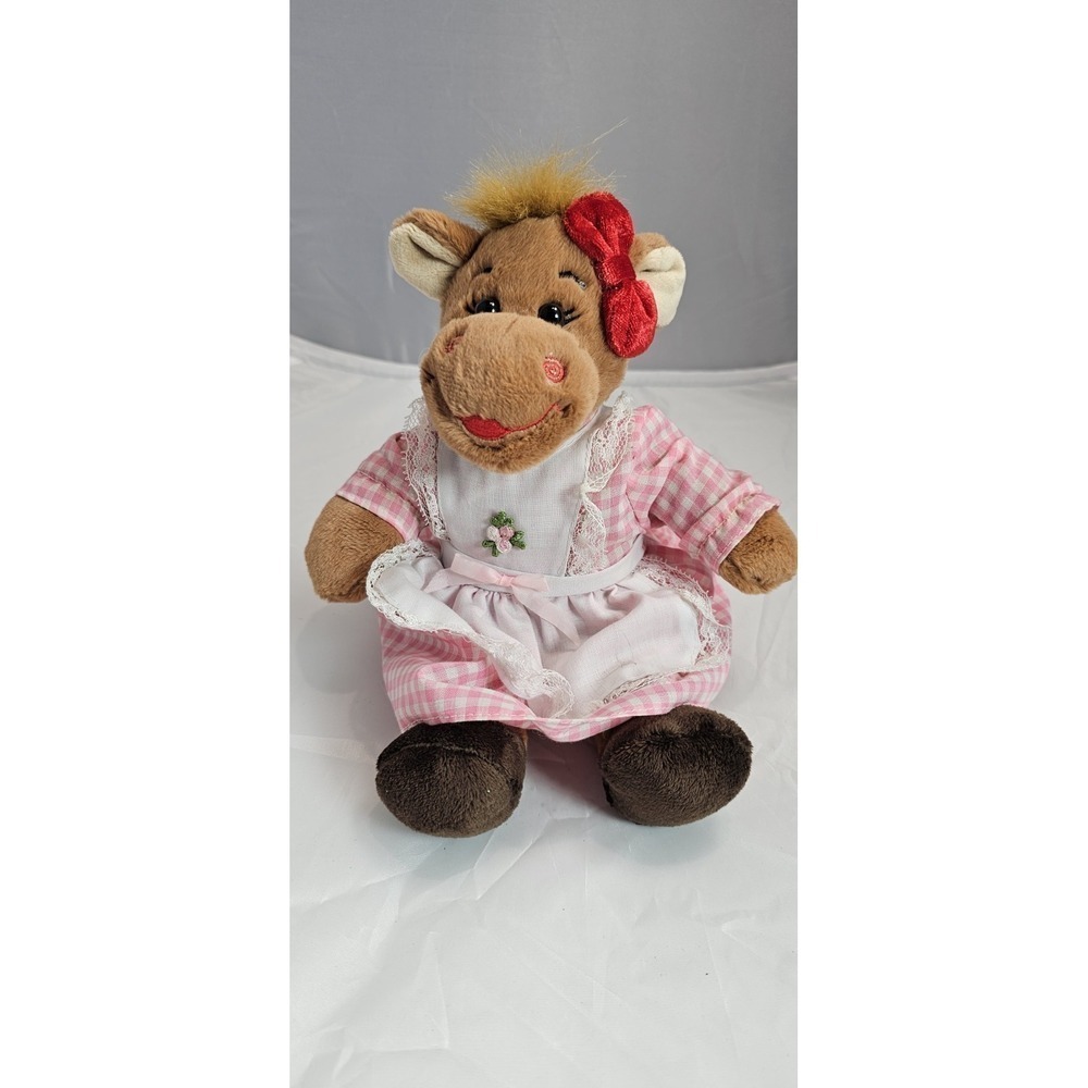 Build-A-Bear Small Fry Reindeer Plush Stuffed Animal w/‎ Pink Gingham Dress Bow